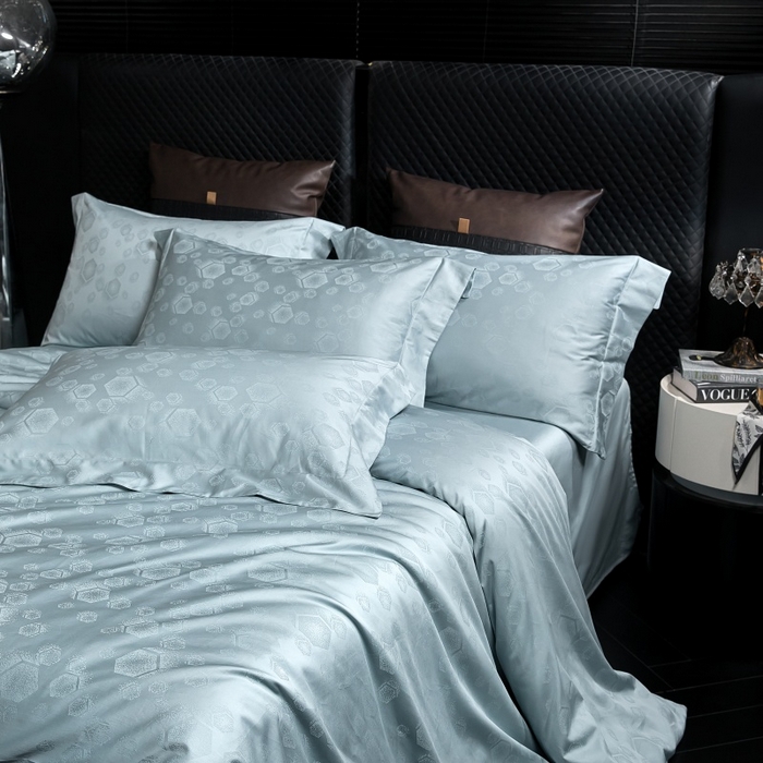 91家纺网 家纺一手货源 找家纺 小丸子家纺（不发货） 2025新款亲肤舒适高端100S长绒棉纯棉银丝提花四件套 五度空间001