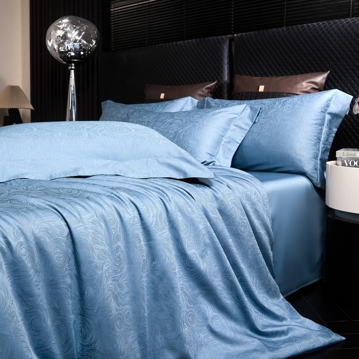 91家纺网 家纺一手货源 找家纺 小丸子家纺（不发货） 2025新款亲肤舒适高端100S长绒棉纯棉银丝提花四件套 星空003