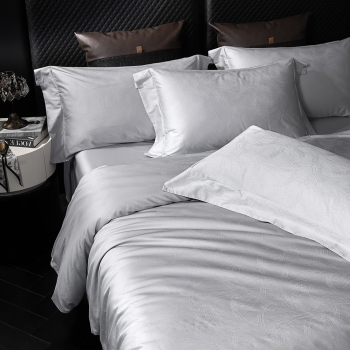 91家纺网 家纺一手货源 找家纺 小丸子家纺（不发货） 2025新款亲肤舒适高端100S长绒棉纯棉银丝提花四件套 以沫092