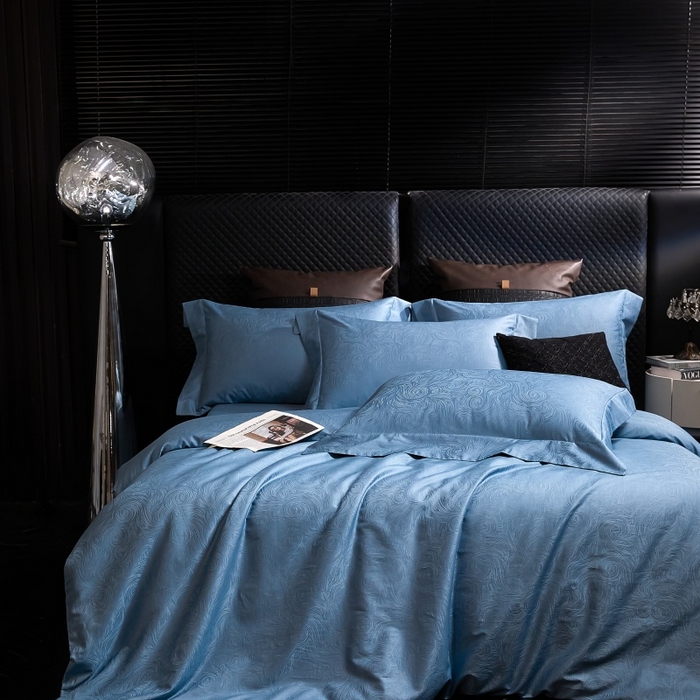 91家纺网 家纺一手货源 找家纺 小丸子家纺（不发货） 2025新款亲肤舒适高端100S长绒棉纯棉银丝提花四件套 星空003