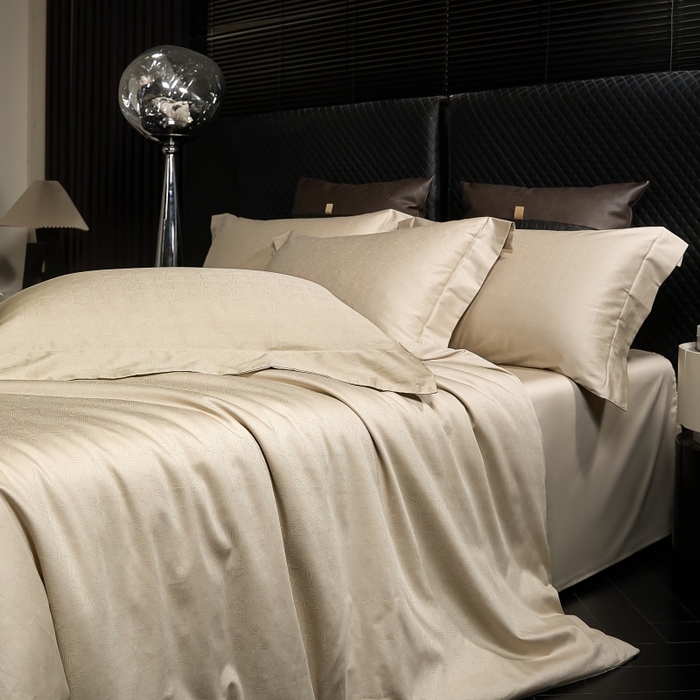 91家纺网 家纺一手货源 找家纺 小丸子家纺（不发货） 2025新款亲肤舒适高端100S长绒棉纯棉银丝提花四件套 伊思梦058