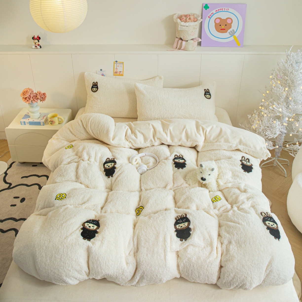 91家纺网 家纺一手货源 找家纺 （总）庭笙 2025新款高克重泰迪绒毛巾刺绣牛奶绒四件套