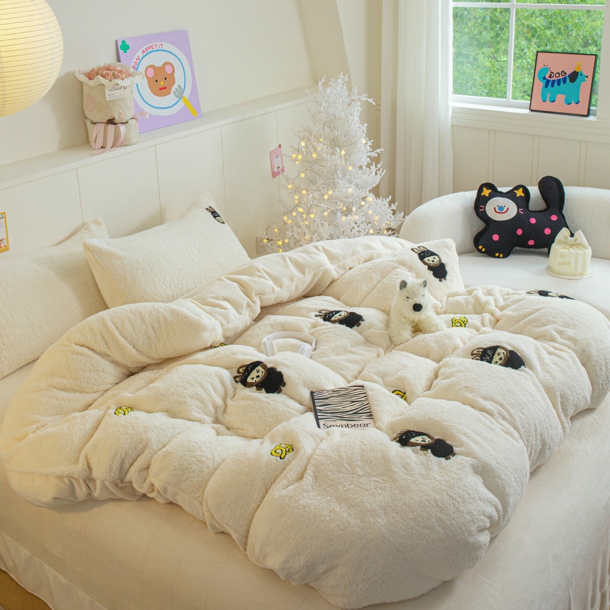 91家纺网 家纺一手货源 找家纺 （总）庭笙 2025新款高克重泰迪绒毛巾刺绣牛奶绒四件套