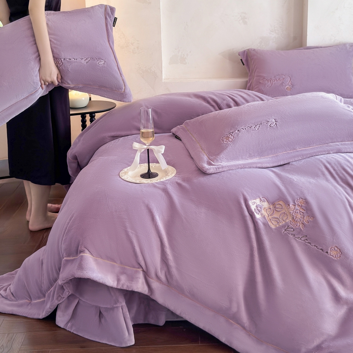 芯丝路枕业 2025新款蚕丝棉四件套-格莱魅系列 格调紫