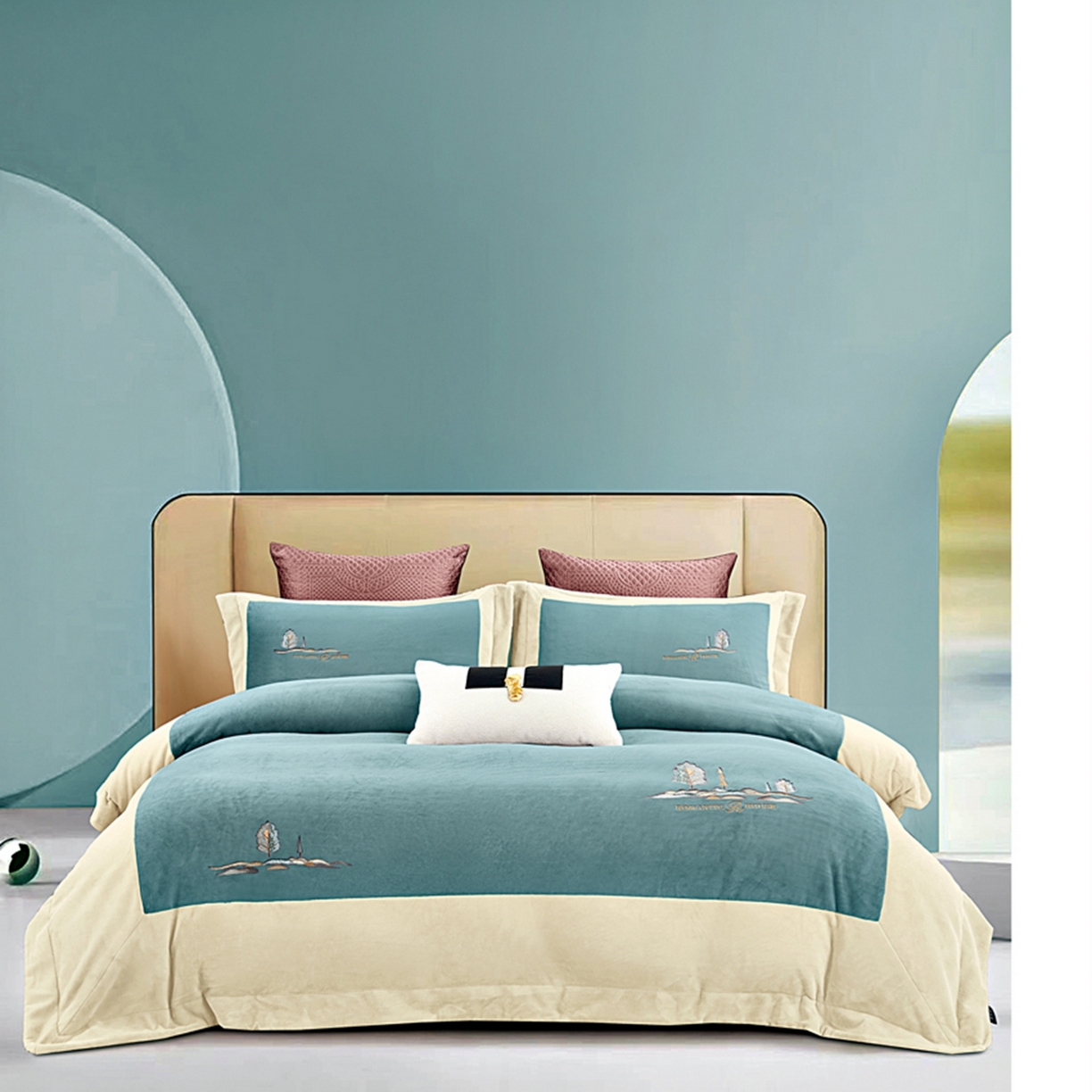 芯丝路枕业 2025新款爱丁堡蚕丝绒四件套 爱丁堡-雅致蓝