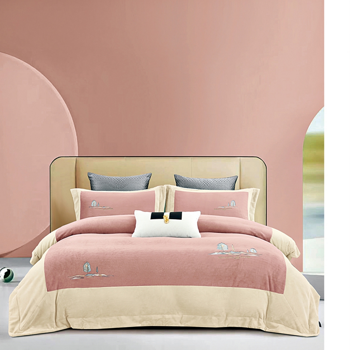 芯丝路枕业 2025新款爱丁堡蚕丝绒四件套 爱丁堡-月桃粉