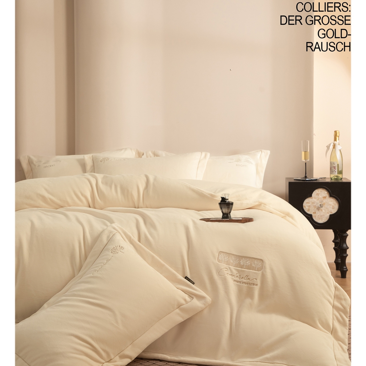 91家纺网 家纺一手货源 找家纺 芯丝路枕业 2025新款冬日森林蚕丝绒四件套 冬日森林-奶油白