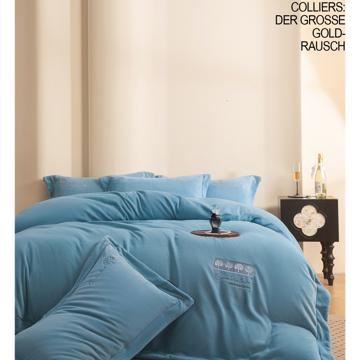 芯丝路枕业 2025新款冬日森林蚕丝绒四件套 冬日森林-天空蓝