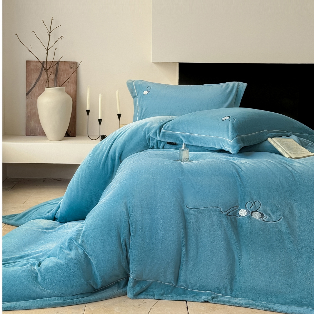 芯丝路枕业 2025新款蚕丝棉四件套-月桂故事系列 天空蓝