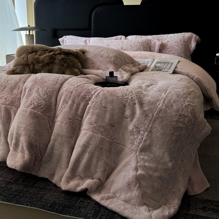 91家纺网 家纺一手货源 找家纺 （总）丞音家纺 2025秋冬新款A类轻奢皮草绒加厚水貂绒保暖牛奶绒床上用品珊瑚绒四件套床单被套