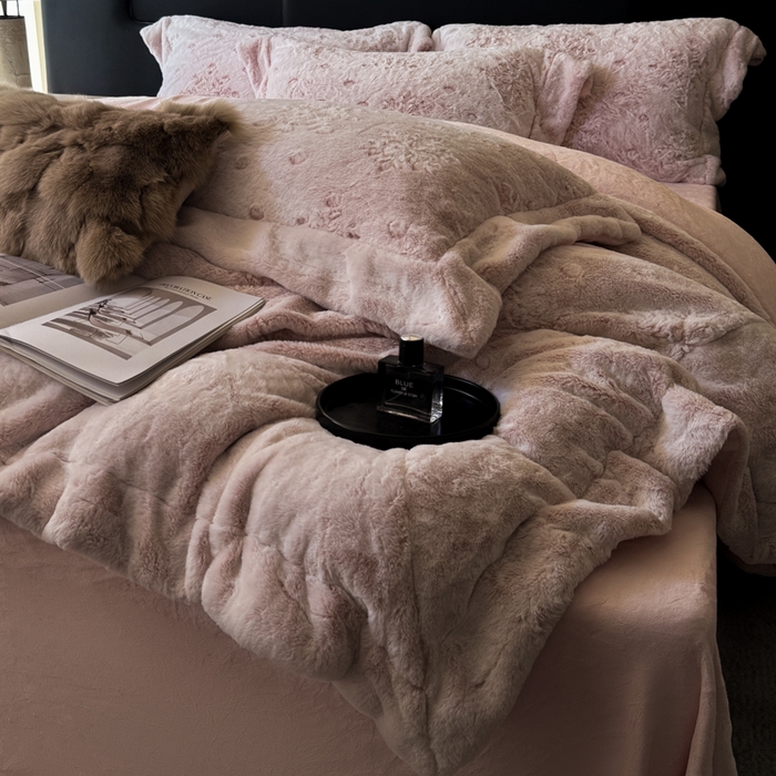 91家纺网 家纺一手货源 找家纺 （总）丞音家纺 2025秋冬新款A类轻奢皮草绒加厚水貂绒保暖牛奶绒床上用品珊瑚绒四件套床单被套