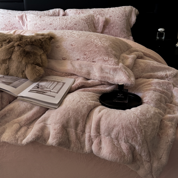 91家纺网 家纺一手货源 找家纺 （总）丞音家纺 2025秋冬新款A类轻奢皮草绒加厚水貂绒保暖牛奶绒床上用品珊瑚绒四件套床单被套