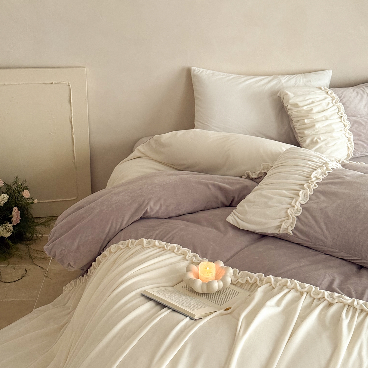 91家纺网 家纺一手货源 找家纺 （总）ONE TWO ONE 121 2025新款轻奢新法式德芙绒宝宝绒婴儿绒短毛绒牛奶绒四件套床单被套-安妮