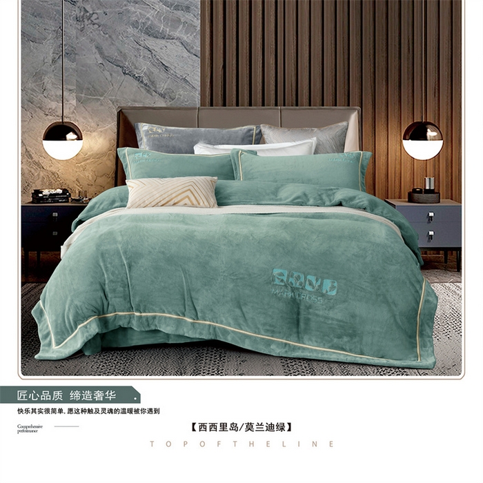 91家纺网 家纺一手货源 找家纺 （总）芯丝路枕业 2025新款牛奶绒四件套-西西里岛
