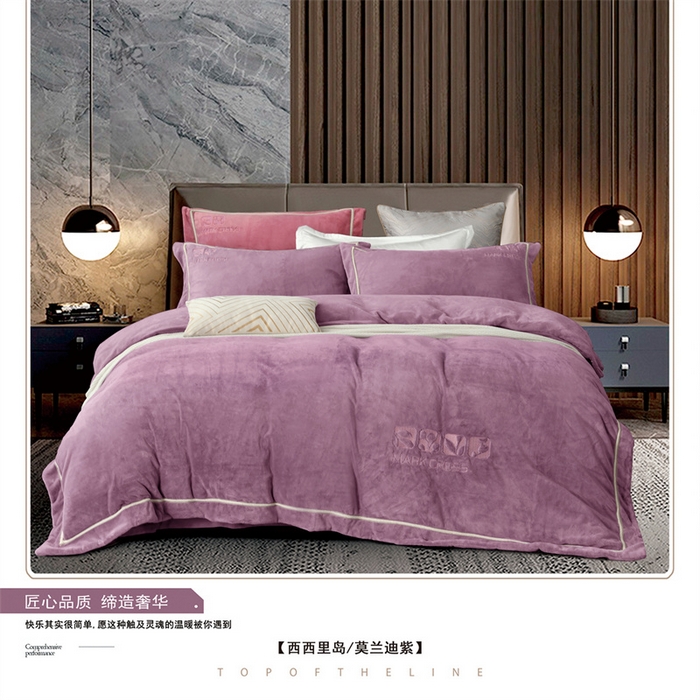 91家纺网 家纺一手货源 找家纺 （总）芯丝路枕业 2025新款牛奶绒四件套-西西里岛