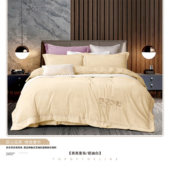 91家纺网 家纺一手货源 找家纺 （总）芯丝路枕业 2025新款牛奶绒四件套-西西里岛