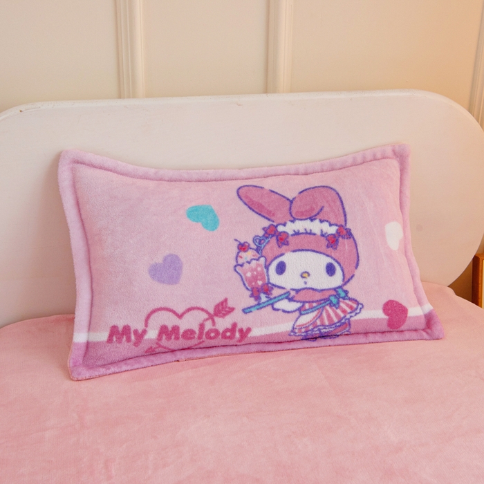 91家纺网 家纺一手货源 找家纺 吉咪兔家纺 2025新款大版三丽鸥库洛米美乐蒂牛奶绒幼儿园被子三件套保暖被褥六件套 奶茶美乐蒂