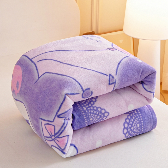 91家纺网 家纺一手货源 找家纺 吉咪兔家纺 2025新款大版三丽鸥库洛米美乐蒂牛奶绒幼儿园被子三件套保暖被褥六件套 气球库洛米