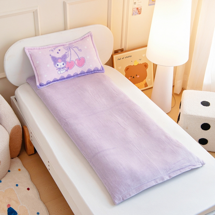 91家纺网 家纺一手货源 找家纺 吉咪兔家纺 2025新款大版三丽鸥库洛米美乐蒂牛奶绒幼儿园被子三件套保暖被褥六件套 气球库洛米