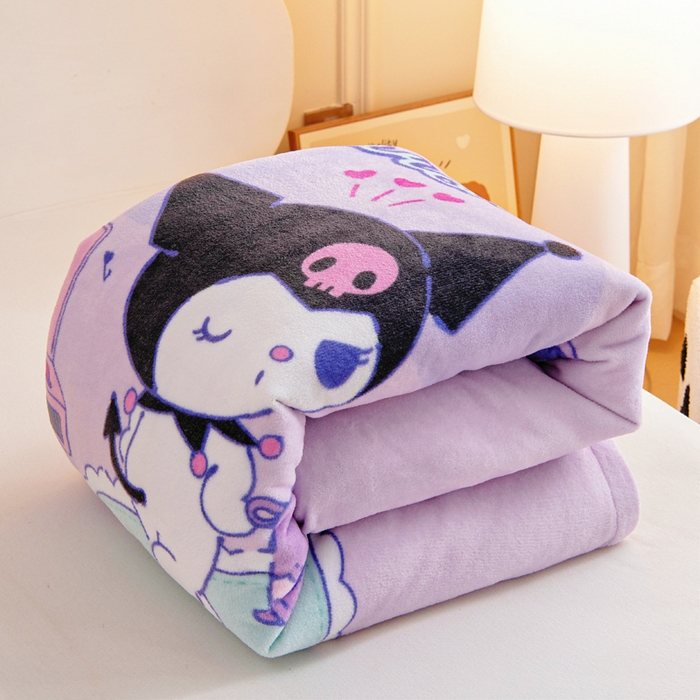 91家纺网 家纺一手货源 找家纺 吉咪兔家纺 2025新款大版三丽鸥库洛米美乐蒂牛奶绒幼儿园被子三件套保暖被褥六件套 梳妆库洛米