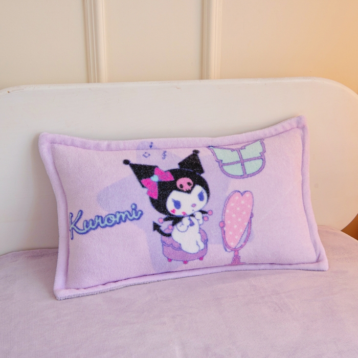 91家纺网 家纺一手货源 找家纺 吉咪兔家纺 2025新款大版三丽鸥库洛米美乐蒂牛奶绒幼儿园被子三件套保暖被褥六件套 梳妆库洛米