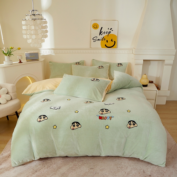 91家纺网 家纺一手货源 找家纺 yyds网供 2025秋冬加厚牛奶绒四件套卡通毛巾绣花宝宝绒婴儿绒水晶绒法莱绒AB版 小男孩-毛巾绣