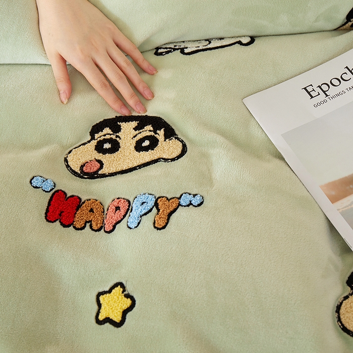 91家纺网 家纺一手货源 找家纺 yyds网供 2025秋冬加厚牛奶绒四件套卡通毛巾绣花宝宝绒婴儿绒水晶绒法莱绒AB版 小男孩-毛巾绣