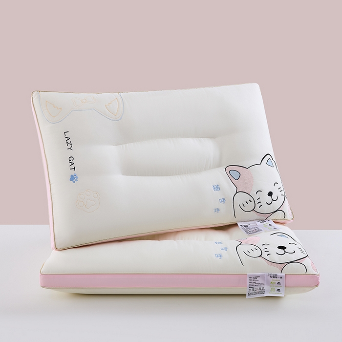 91家纺网 家纺一手货源 找家纺 （总）浩宇家纺 2025新款猫呼呼枕头直播爆款护颈椎助眠枕芯家用舒适款枕皮枕壳批发