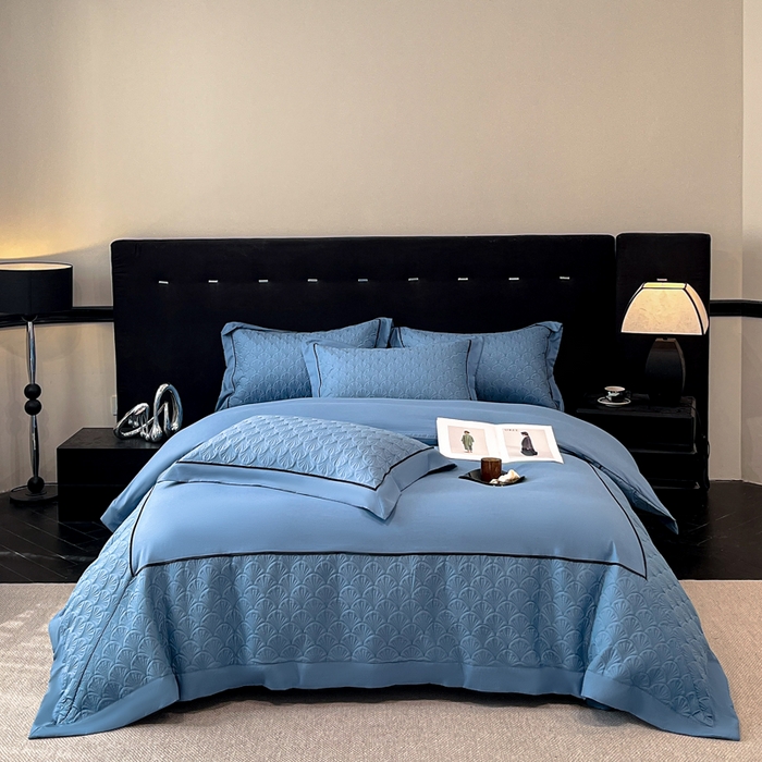 （总）博纳家纺 2025新款亲肤棉立体绗缝绣花拼角嵌绳四件套-浮光掠影 控价劵后198（严格按控价来）