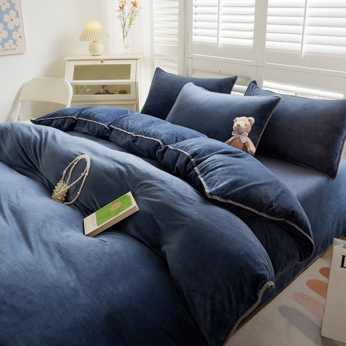 91家纺网 家纺一手货源 找家纺 （总）啊雅家居 2025新款亲肤舒适贝壳边宝宝绒纯色四件套