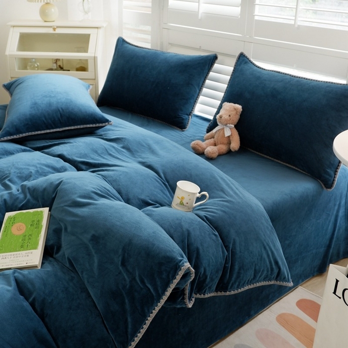 91家纺网 家纺一手货源 找家纺 （总）啊雅家居 2025新款亲肤舒适贝壳边宝宝绒纯色四件套