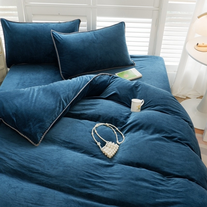 91家纺网 家纺一手货源 找家纺 （总）啊雅家居 2025新款亲肤舒适贝壳边宝宝绒纯色四件套