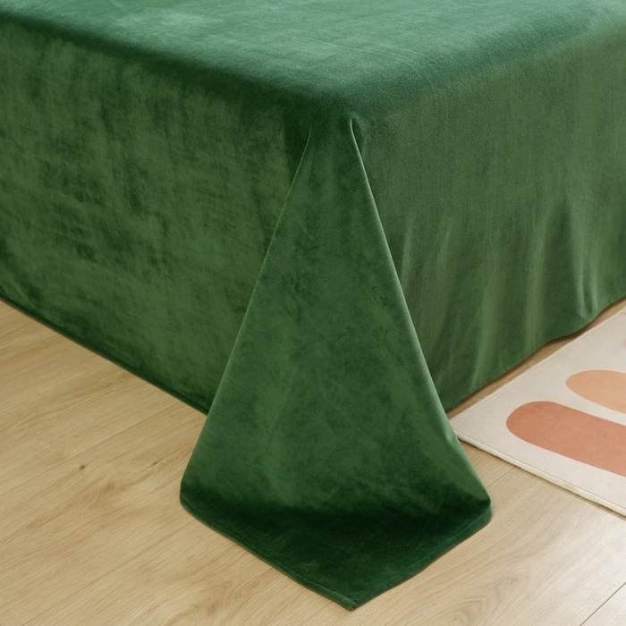 91家纺网 家纺一手货源 找家纺 啊雅家居 2025新款亲肤舒适贝壳边宝宝绒纯色四件套 贝壳草绿