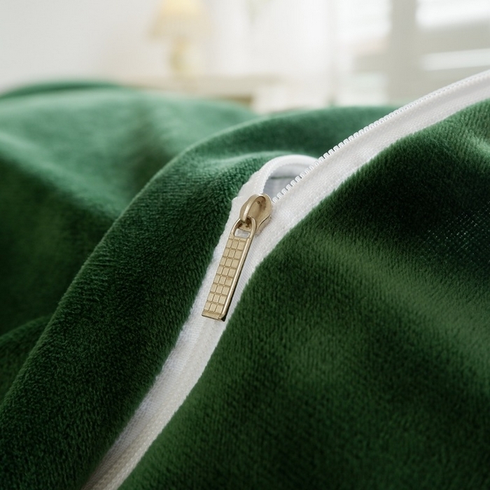 91家纺网 家纺一手货源 找家纺 啊雅家居 2025新款亲肤舒适贝壳边宝宝绒纯色四件套 贝壳草绿