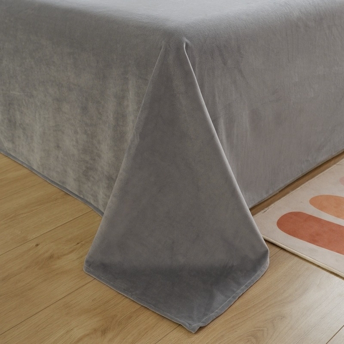 91家纺网 家纺一手货源 找家纺 啊雅家居 2025新款亲肤舒适贝壳边宝宝绒纯色四件套 贝壳银灰