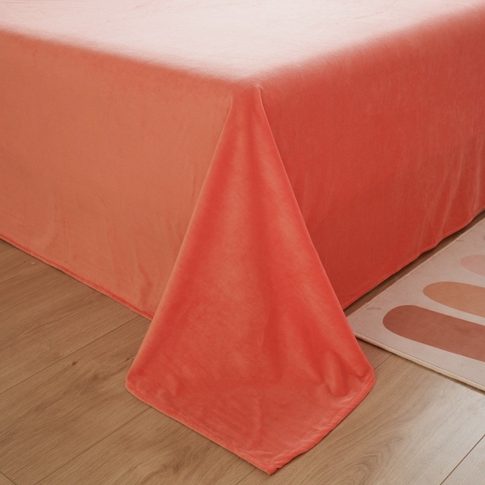 91家纺网 家纺一手货源 找家纺 啊雅家居 2025新款亲肤舒适贝壳边宝宝绒纯色四件套 贝壳砖红