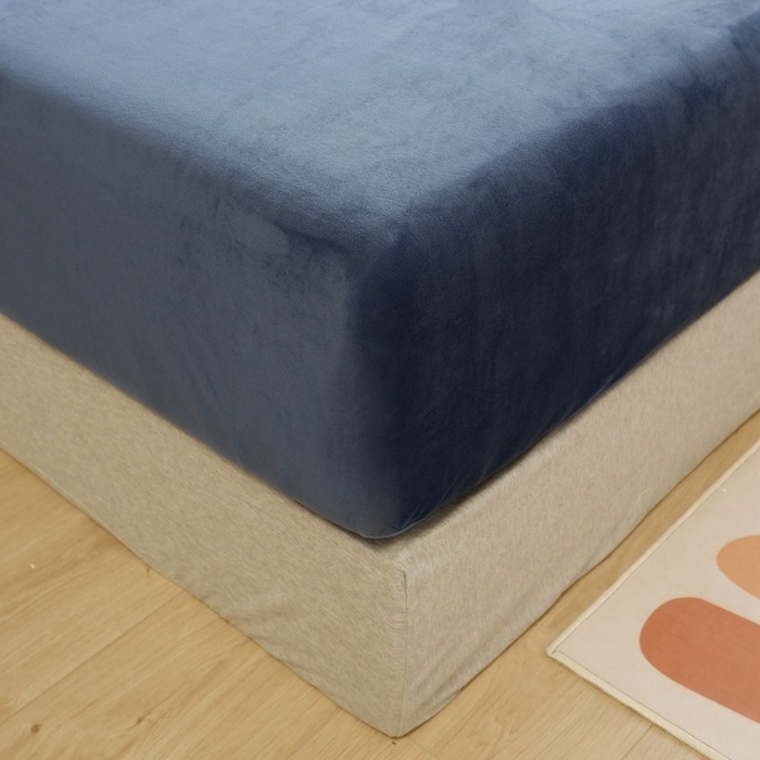 91家纺网 家纺一手货源 找家纺 啊雅家居 2025新款亲肤舒适贝壳边宝宝绒纯色四件套 贝壳藏青