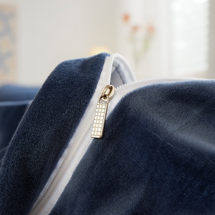 91家纺网 家纺一手货源 找家纺 啊雅家居 2025新款亲肤舒适贝壳边宝宝绒纯色四件套 贝壳藏青