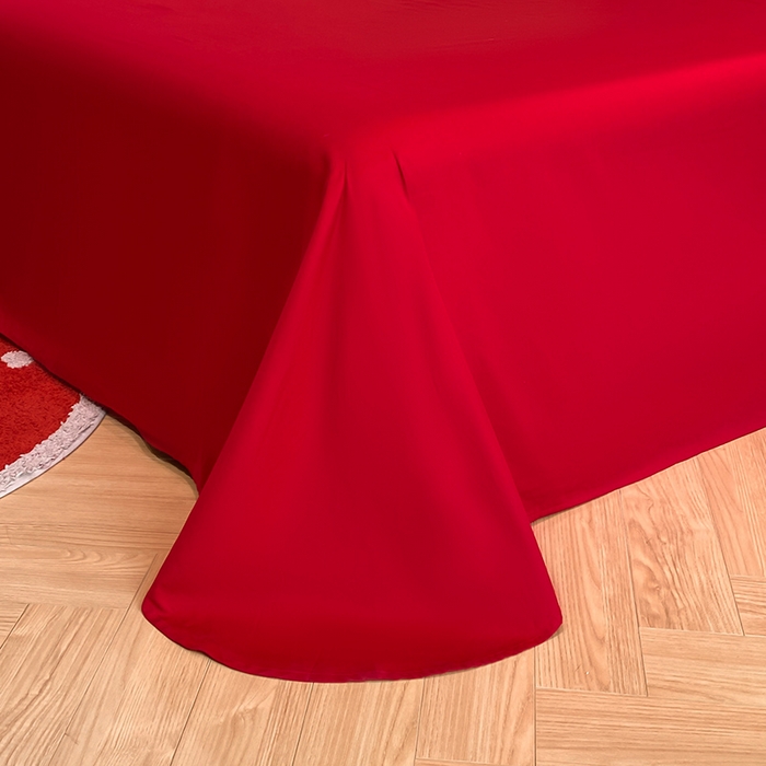 91家纺网 家纺一手货源 找家纺 置顶家纺 2025新款亲肤磨毛刺绣婚庆四件套系列-棚拍 囍祥-大红