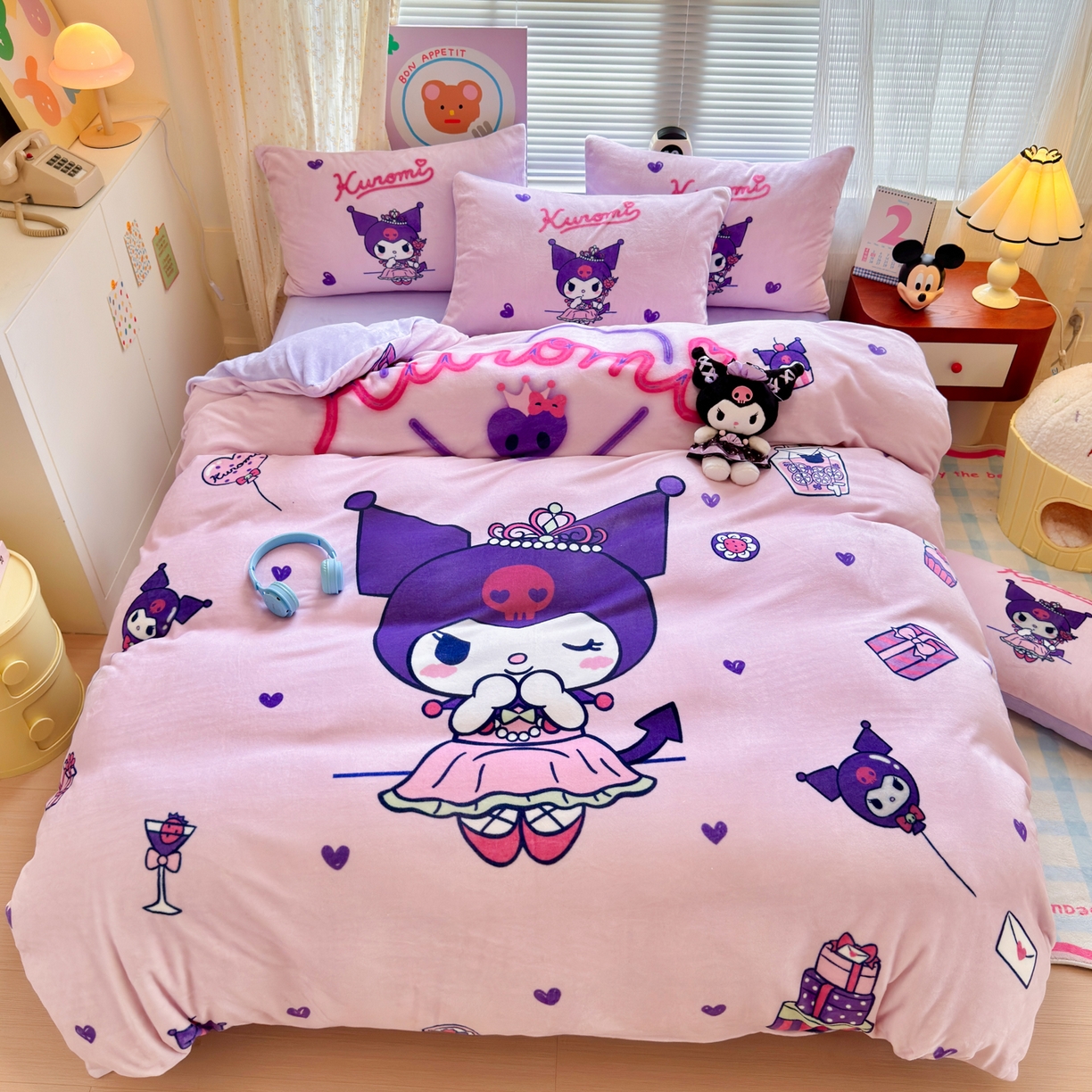 91家纺网 家纺一手货源 找家纺 （总）希诺家居 2025新款正版授权大版三丽鸥数码印花牛奶绒四件套