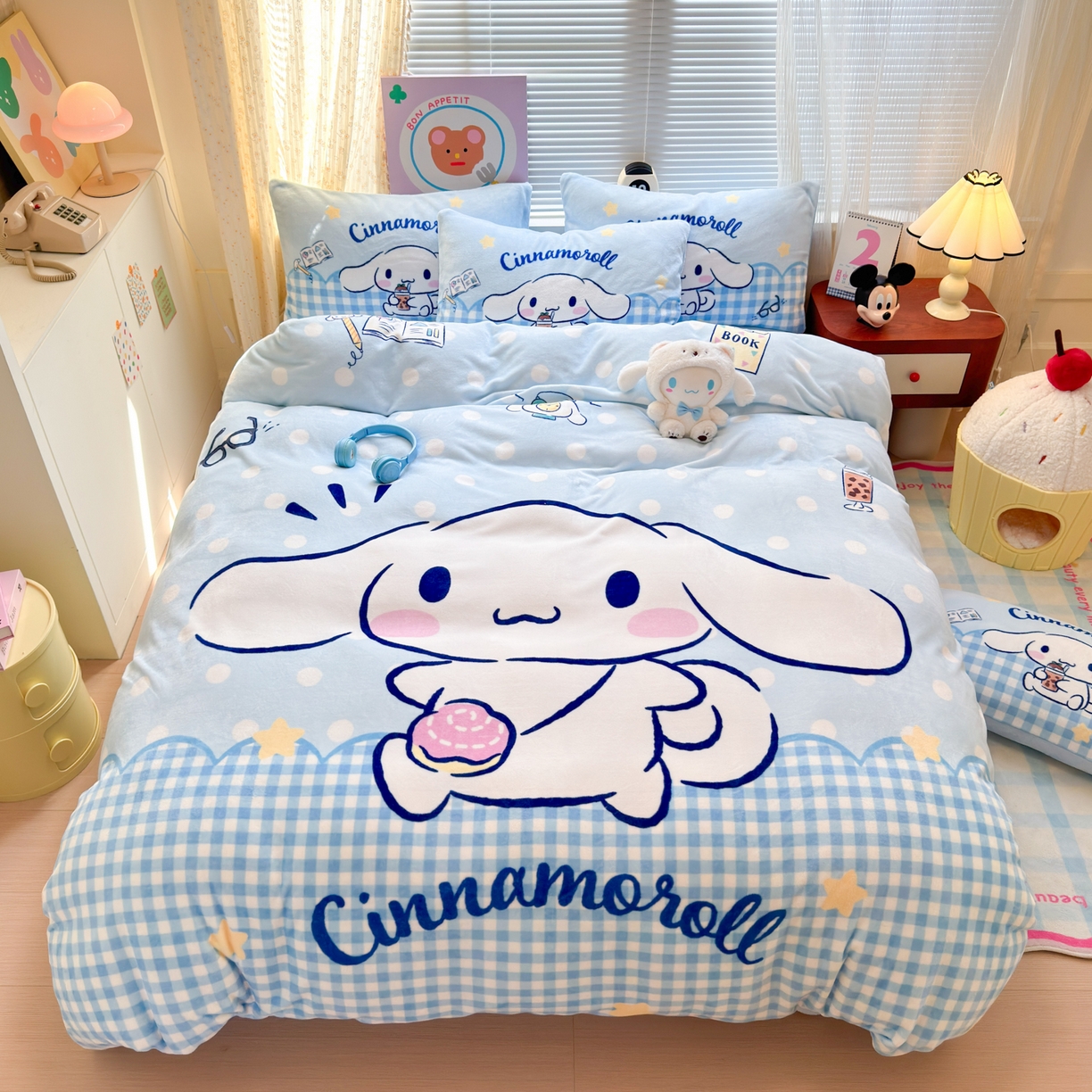 91家纺网 家纺一手货源 找家纺 （总）希诺家居 2025新款正版授权大版三丽鸥数码印花牛奶绒四件套