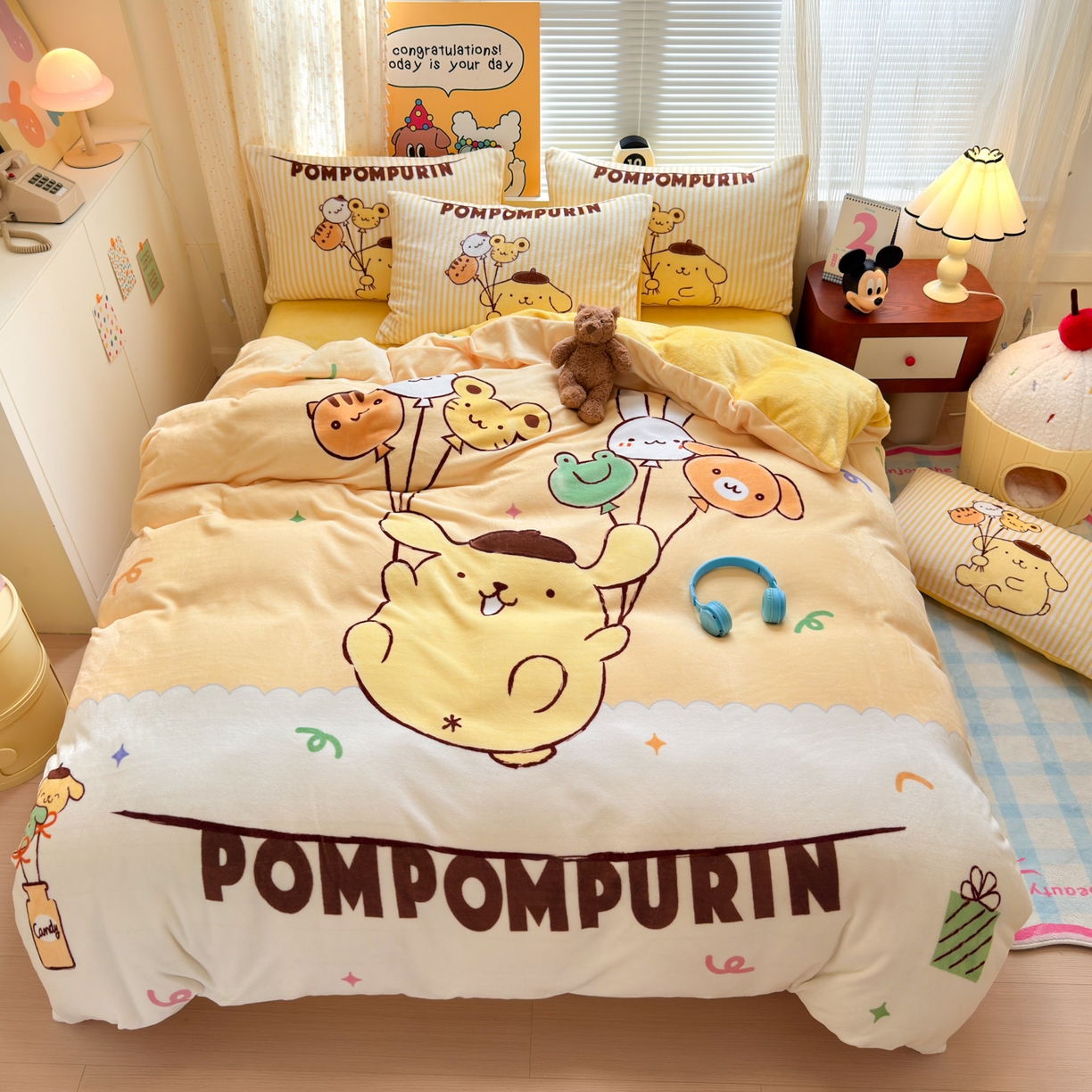 91家纺网 家纺一手货源 找家纺 （总）希诺家居 2025新款正版授权大版三丽鸥数码印花牛奶绒四件套