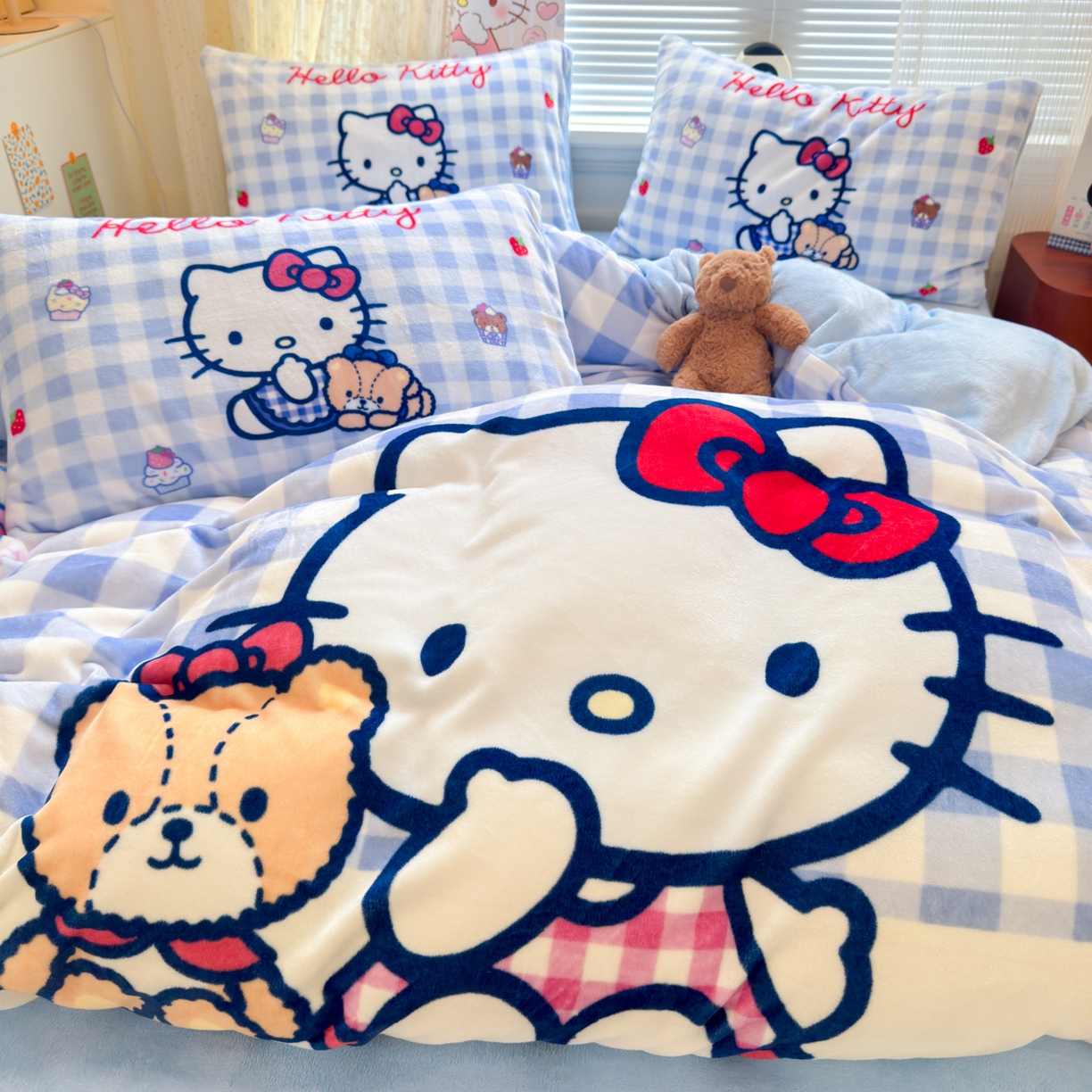 91家纺网 家纺一手货源 找家纺 （总）希诺家居 2025新款正版授权大版三丽鸥数码印花牛奶绒四件套