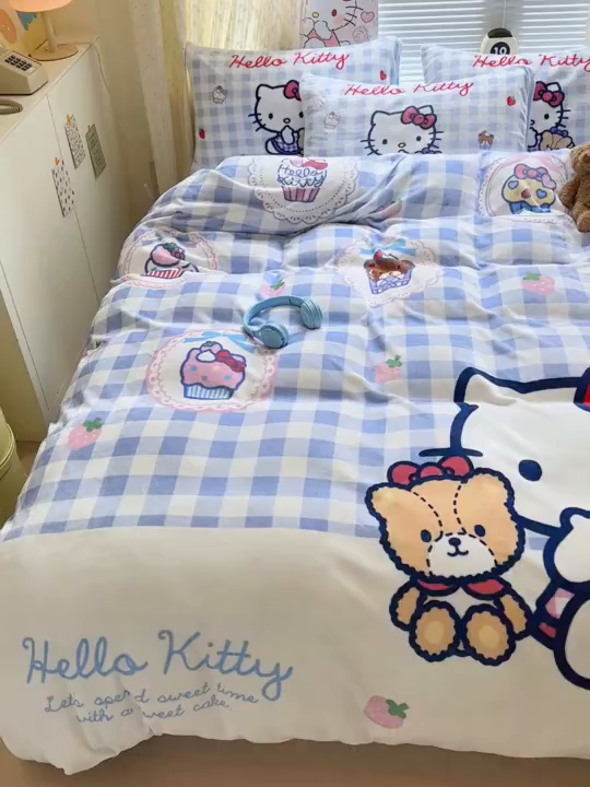 91家纺网 家纺一手货源 找家纺 （总）希诺家居 2025新款正版授权大版三丽鸥数码印花牛奶绒四件套