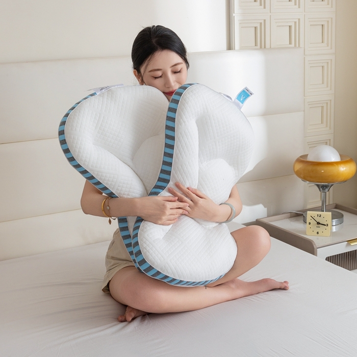 91家纺网 家纺一手货源 找家纺 （总）浩宇家纺 2025新款针织云朵枕SPA枕头直播爆款护颈椎助眠枕芯家用舒适款枕皮枕壳批发