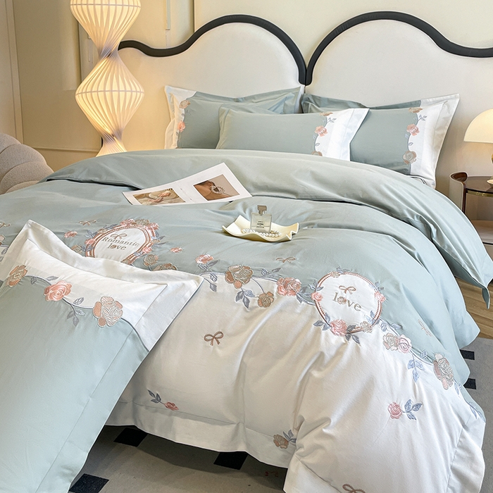 91家纺网 家纺一手货源 找家纺 （总）置顶家纺 2025春夏新款亲肤刺绣四件套-蔷薇恋人