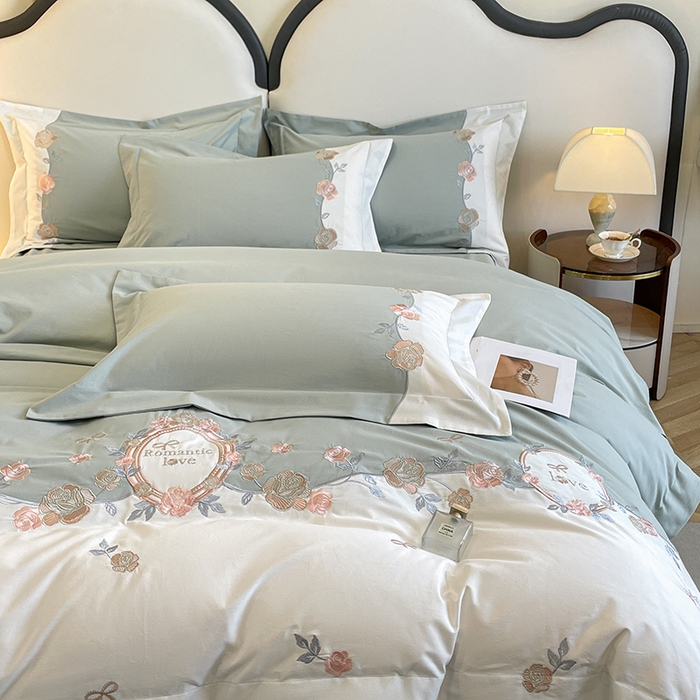 91家纺网 家纺一手货源 找家纺 （总）置顶家纺 2025春夏新款亲肤刺绣四件套-蔷薇恋人