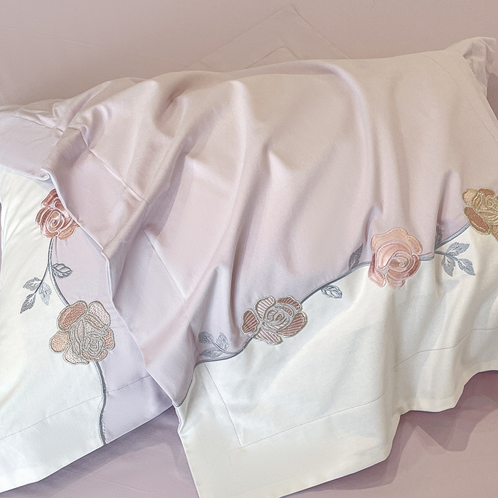 91家纺网 家纺一手货源 找家纺 置顶家纺 2025春夏新款亲肤刺绣四件套-蔷薇恋人 蔷薇恋人-烟紫