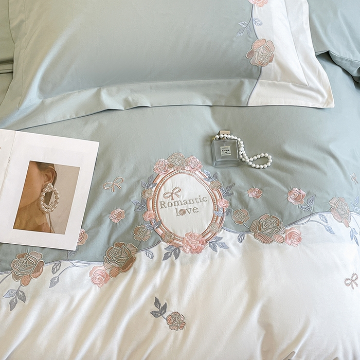 91家纺网 家纺一手货源 找家纺 （总）置顶家纺 2025春夏新款亲肤刺绣四件套-蔷薇恋人