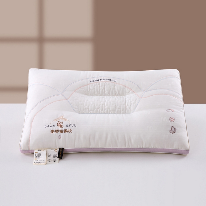 91家纺网 家纺一手货源 找家纺 （总）浩宇家纺 2025新款提花麦香蚕柔枕电商直播爆款枕头护颈椎区间定位枕芯成人家用舒适助眠款枕